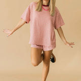 Morgan Short | Red Pink Stripe