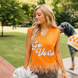 Licensed Tennessee 'Go Vols' Feather Bottom Tank Sweater | Queen Of Sparkles