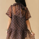 Sheer Overlay Polka Dot Mini Dress | Brown