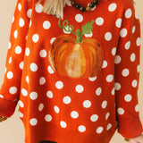 Orange Polka Dot Pumpkin Sweater | Queen Of Sparkles
