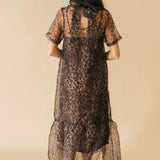 Sheer Overlay Midi Dress | Leopard