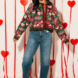Brown Multi Strawberry Tie Up Sweater | Queen Of Sparkles