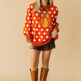 Orange Polka Dot Pumpkin Sweater | Queen Of Sparkles