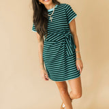 Bayside Stripe Tie Waist Dress | Green