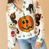 Ivory Halloween Icon Button Up Cardigan | Queen Of Sparkles