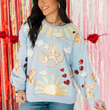 Light Blue Cupid In The Sky Sweatshirt | Queen Of Sparkles
