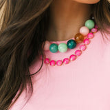 Dora Chunky Beaded Necklace | Pink Mix