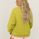 Pink & Green Colorblock Orange QOS Logo Card Sweatshirt | Queen Of Sparkles