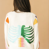 Ivory Multi Skeleton Button Up Cardigan | Queen Of Sparkles