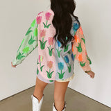 Striped Colorblock Sequin Tulip Cotton Short | Queen Of Sparkles