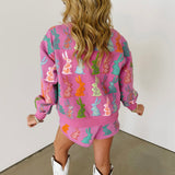 Purple Multi Easter Bunny Short | Queen Of Sparkles