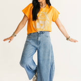 Light Orange Scattered Jewel QOS Card Logo Tee | Queen Of Sparkles