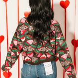 Brown Multi Strawberry Tie Up Sweater | Queen Of Sparkles