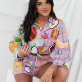 Colorblock Plaid Fruit Short | Queen Of Sparkles