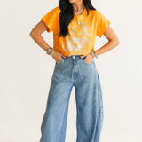 Light Orange Scattered Jewel QOS Card Logo Tee | Queen Of Sparkles