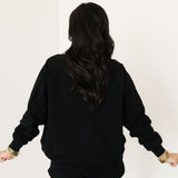 Black QOS Queen Card Rhinestone Tie Sweatshirt | Queen Of Sparkles
