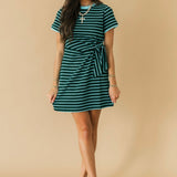 Bayside Stripe Tie Waist Dress | Green