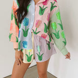 Striped Colorblock Sequin Tulip Cotton Short | Queen Of Sparkles