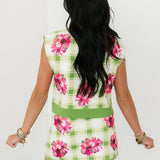 Green Plaid Azalea Button Up Tank Sweater | Queen Of Sparkles