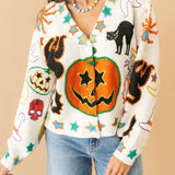 Ivory Halloween Icon Button Up Cardigan | Queen Of Sparkles