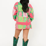 Licensed Pink & Green Colorblock Glinda & Elphaba Profile Skirt | Queen Of Sparkles