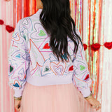 Lavender Groovy Heart Mock Neck Sweatshirt | Queen Of Sparkles