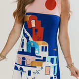 Coastal House Scene Knit Tank Dress | Queen Of Sparkles