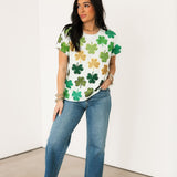 Light Green Rhinestone Shamrock Tee | Queen Of Sparkles