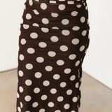Bold Polka Dot Midi Skirt | Chocolate