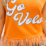 Licensed Tennessee 'Go Vols' Feather Bottom Tank Sweater | Queen Of Sparkles