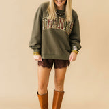 Brown Plaid 'Thanks' Sweatshirt | Queen Of Sparkles