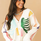 Ivory Multi Skeleton Button Up Cardigan | Queen Of Sparkles