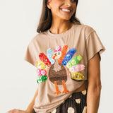 Light Brown Rainbow Flower Turkey Tee | Queen Of Sparkles