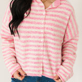 Piper Stripe Cardigan | Bubblegum