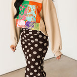 Beige Colorblock Bandana QOS Card Logo Sweatshirt | Queen Of Sparkles
