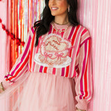 Pink Striped 'XOXO Queen' Heart Cake Sweater | Queen Of Sparkles