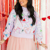Lavender Groovy Heart Mock Neck Sweatshirt | Queen Of Sparkles