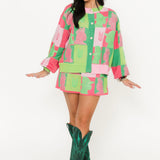Licensed Pink & Green Colorblock Glinda & Elphaba Profile Skirt | Queen Of Sparkles