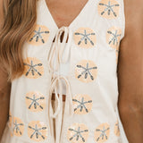 Beige Sand Dollar Cotton Tie Tank | Queen Of Sparkles