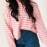 Piper Stripe Cardigan | Bubblegum