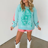 Aqua & Pink Colorblock QOS Logo Short | Queen Of Sparkles