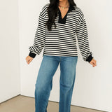 Seeing Stripes Polo Top | Black