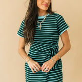 Bayside Stripe Tie Waist Dress | Green
