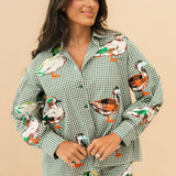 Black & White Gingham Duck Button Up Top | Queen Of Sparkles