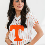 Licensed White & Orange Stripe Tennessee Tee | Queen Of Sparkles