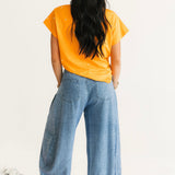 Light Orange Scattered Jewel QOS Card Logo Tee | Queen Of Sparkles