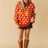 Orange Polka Dot Pumpkin Sweater | Queen Of Sparkles