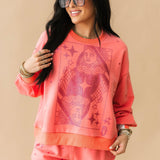 Coral Tonal QOS Card Sweatshirt | Queen Of Sparkles
