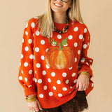Orange Polka Dot Pumpkin Sweater | Queen Of Sparkles