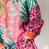 Wild Card Pink & Teal Leopard & Tiger Sweatshirt | Queen Of Sparkles X Lexi Jade's